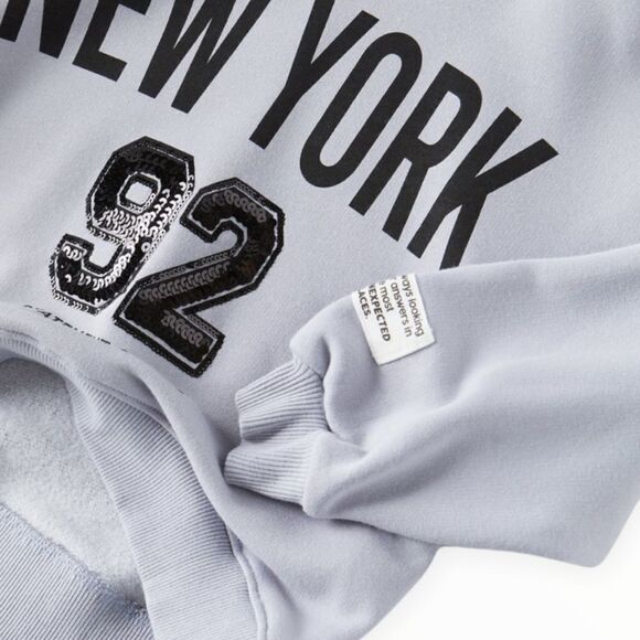 ZARA Kids | Mid Blue | NEW YORK SEQUINED PLUSH SWEATSHIRT - Picture 3 of 4
